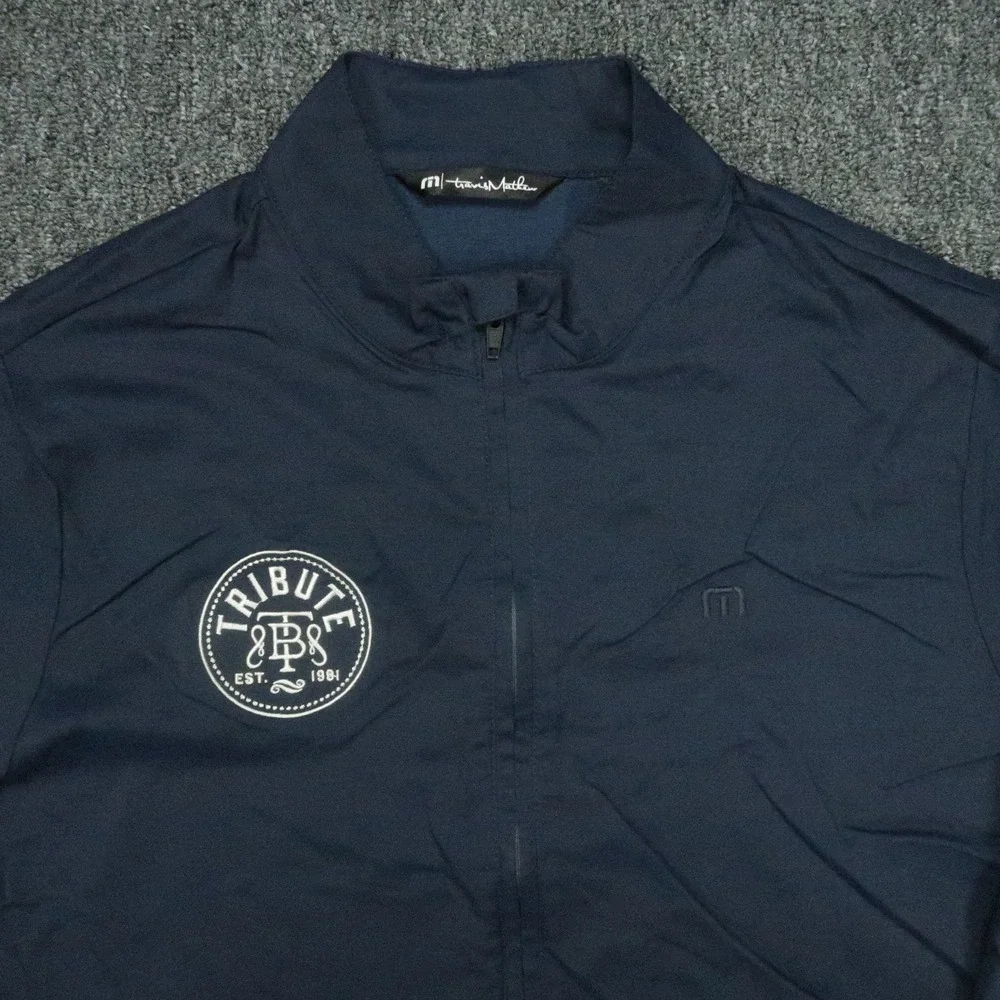 Travis Mathew Jacket‎ Mens Large Navy Blue Surfside Full Zip Stretch Tribute